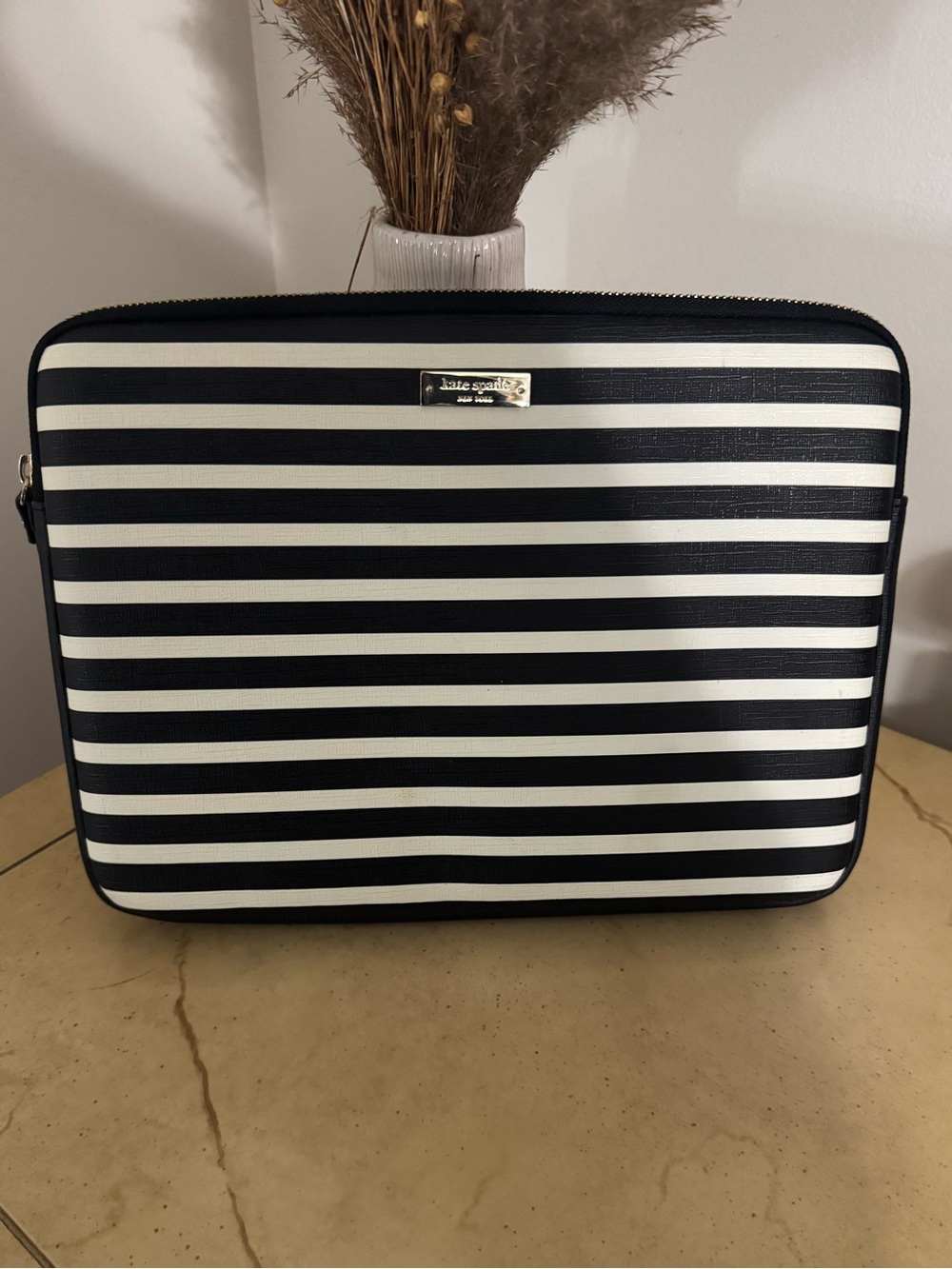 kate spade Black and White Striped Laptop Case